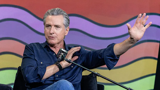 AUSTIN, TEXAS - MARCH 15: Gavin Newsom speaks on stage during "Networth And Chill With Guest Governor Gavin Newsom" at the 2026 SXSW Conference And Festival at Hilton Austin on March 15, 2026 in Austin, Texas. (Photo by Gary Miller/FilmMagic)
